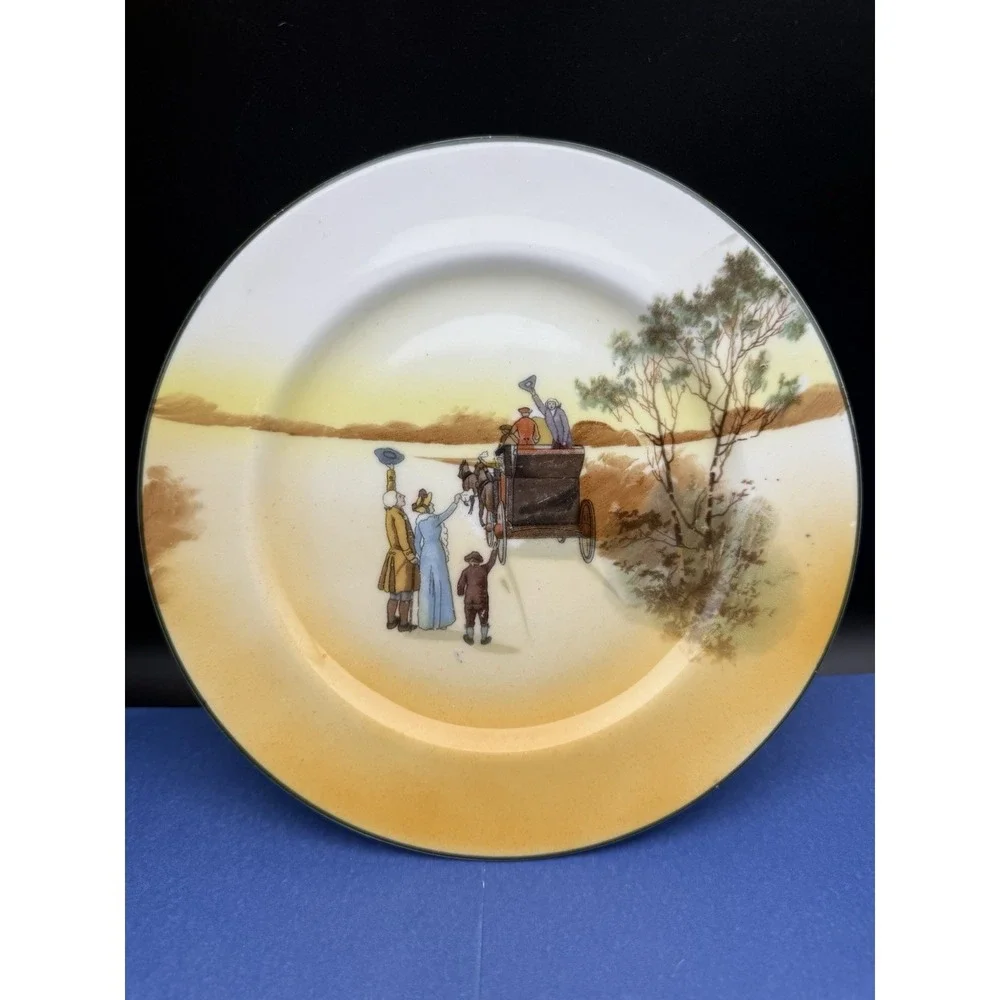 Royal Doulton Old English Coaching Scenes‎ Salad Plate Mail Coach Departure Vtg